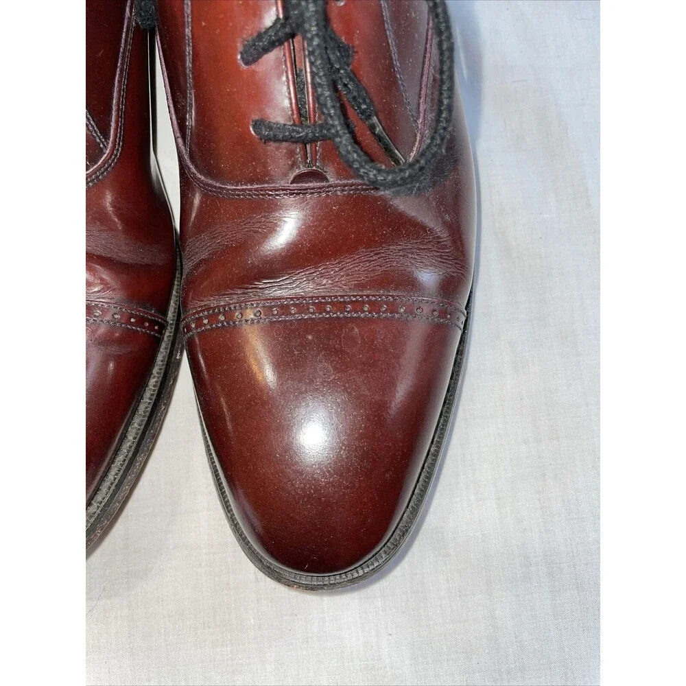 Johnston & Murphy Captoe Dress Shoes Mens Size 9 N Burgundy Leather Oxfords